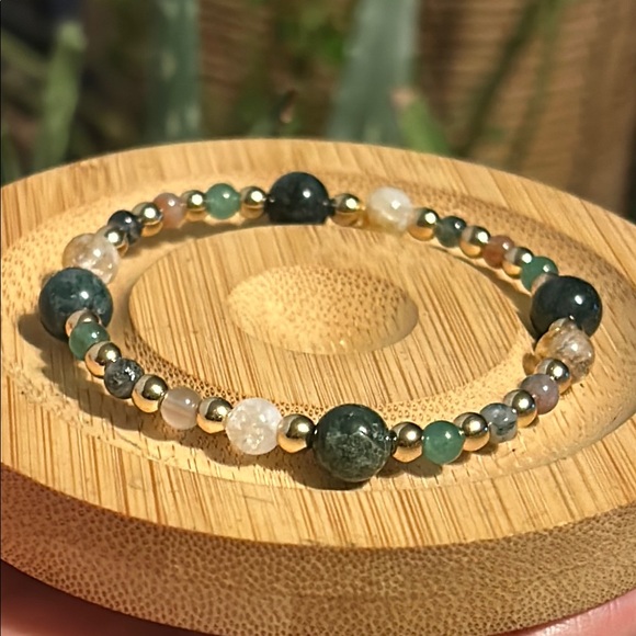 Handmade Moss Agate + Citrine + Green Aventurine Beaded Bracelet ✨ - Picture 2 of 6